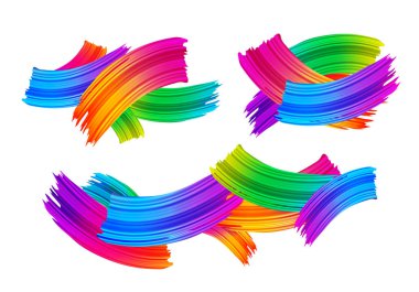 Renkli fırça darbeleri ile kolajlar kümesi