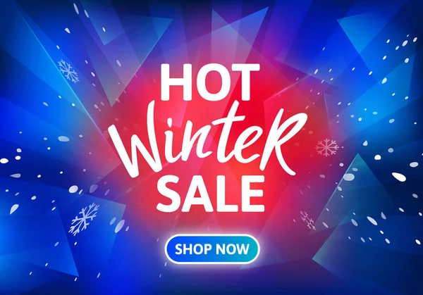 Hot Winter Sale Banner Design. Burst Ice and Snow Bg. — Stock Vector