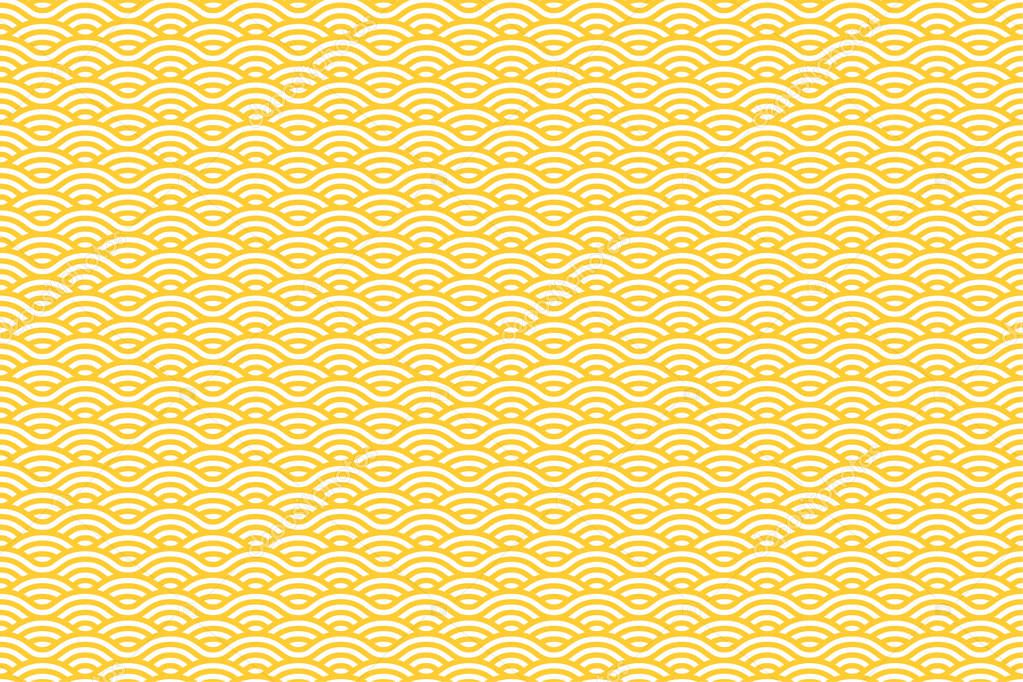 Vector Seamless Pattern with White and Yellow Stripes. Sea Waves Texture. Noodle and Pasta Abstract Background Concept