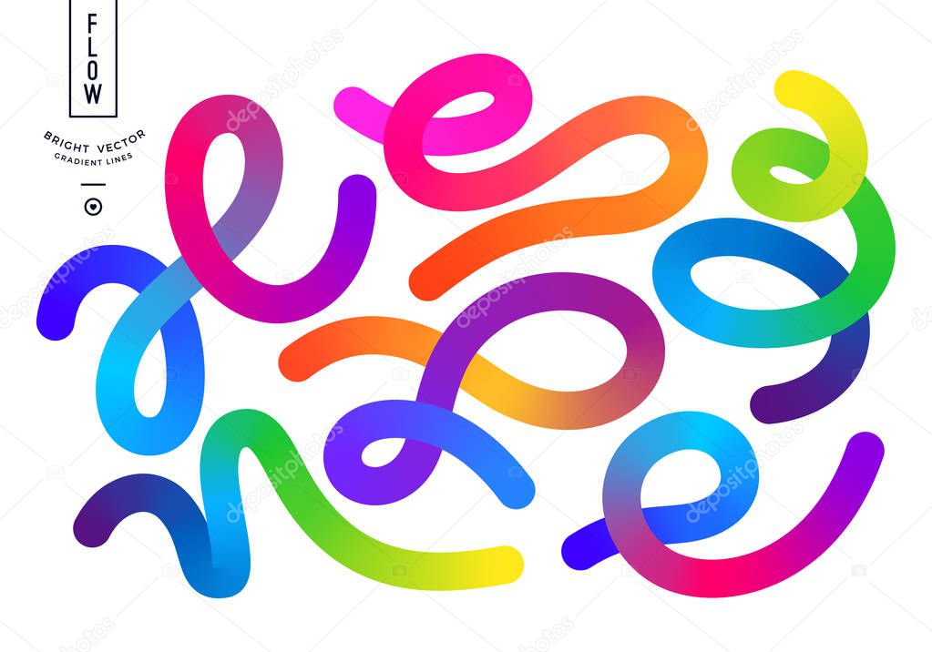 Abstract Colorful Dynamic Lines Isolated on White Background. Vector Bright Elements for Banners, Logos and Corporate Design