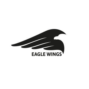 Kartal görünüyor içine mesafe karşı zemin onun kanat. Negatif boşluk ile vektör Logo.