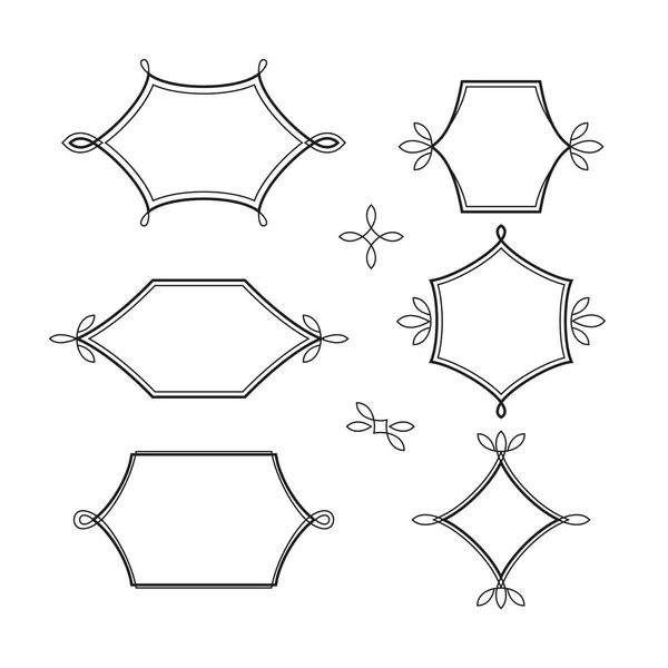 Ensemble vectoriel de cadres élégants. Badges linéaires isolés sur White Bg — Image vectorielle