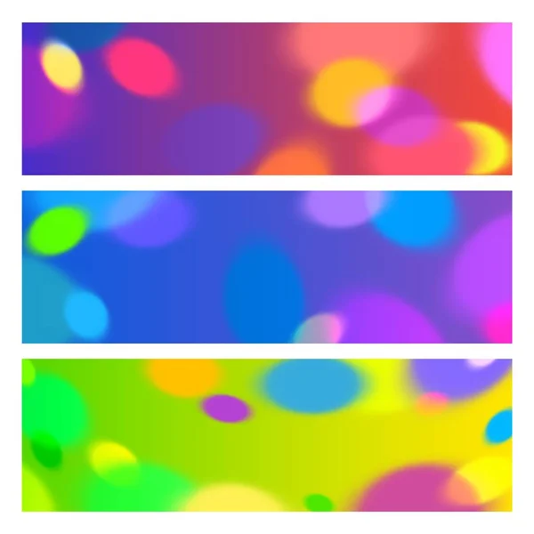 Vector Farverige vandrette bannere med lyse former. Abstrakt sløret tekstur for parter, Fejringer og karnevaler . – Stock-vektor