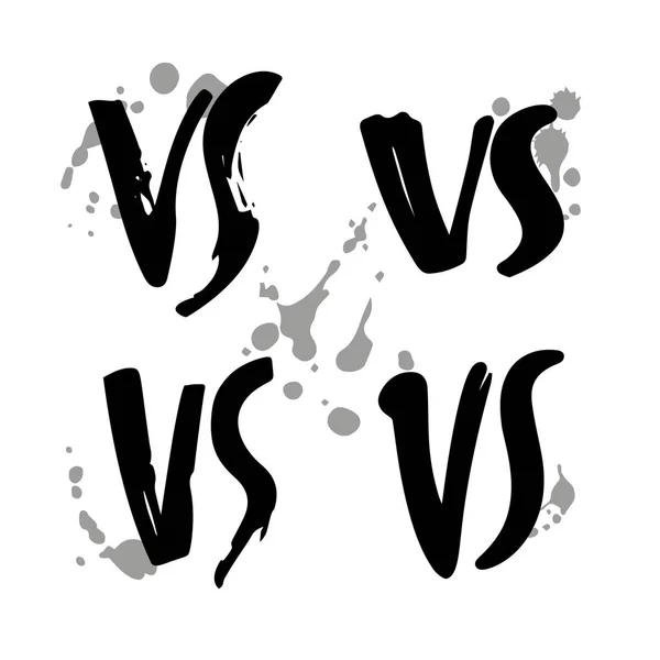 Grunge Hand Drawn Versus Logo Set. VS Vector Letters Illustration. Competition Symbol. — Stock Vector