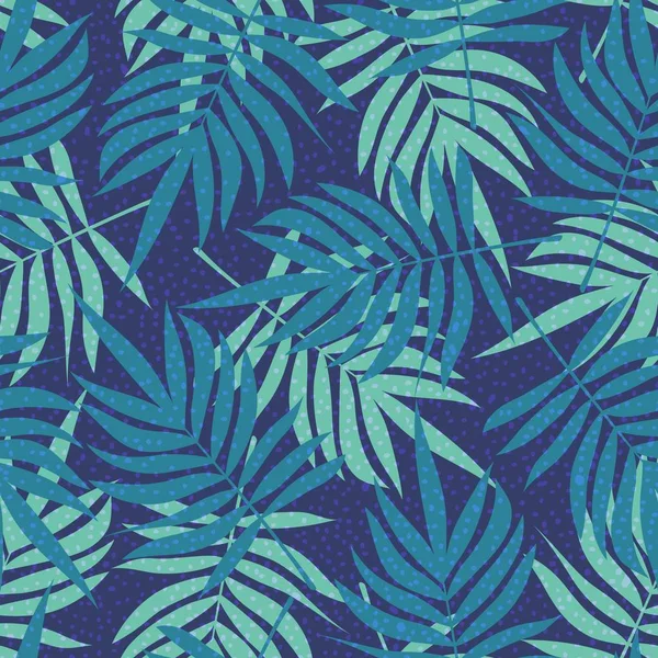 Grüne nahtlose Muster mit Palmblättern. Vektor Sommer Dschungel Hintergrund. tropische Textur — Stockvektor