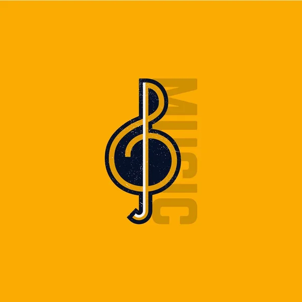 Treble Clef Vector Ilustração Conceito. Sinal de música amarela. Pictograma plano de ouro para festivais e concertos de música — Vetor de Stock