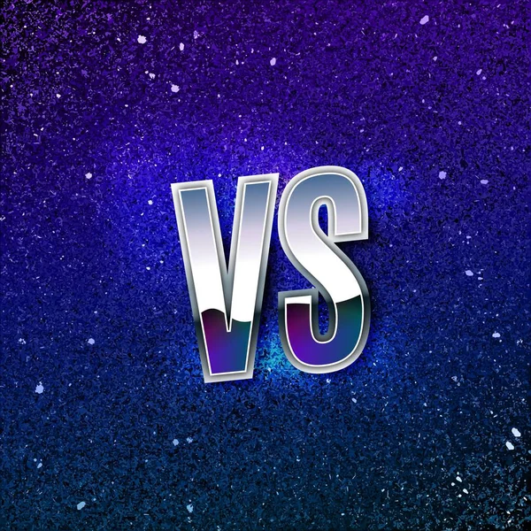 Retro Styled Metallic Versus Logo (em inglês). VS Vector Letters on Blue Cosmic Space. Ilustração de Ícone de Batalha — Vetor de Stock