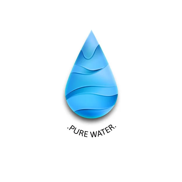 Blaues Wassertropfen-Logo mit Wellen. Vorlage Vektor-Symbol-Design. Konzept zur Darstellung reinen Wassers — Stockvektor