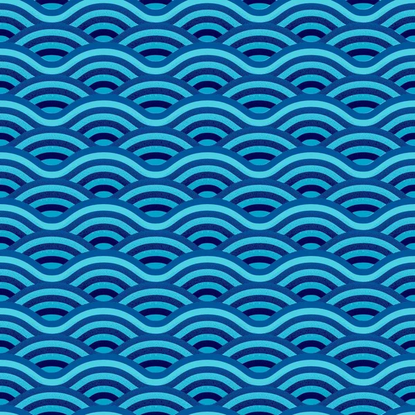 Patrón sin costura vectorial con ondas azules. Textura minimalista con adorno lineal — Vector de stock
