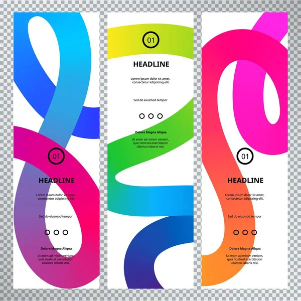 Vertical Banners with Abstract Colorful Dynamic Shapes (dalam bahasa Inggris). Desain Latar Belakang Terang Vektor - Stok Vektor