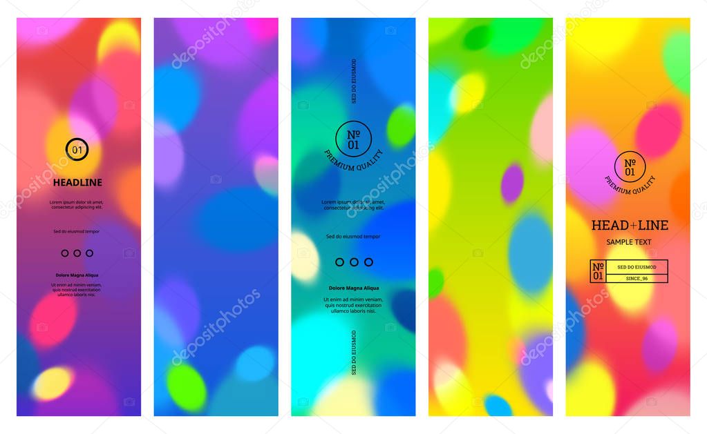 Bright Banners with Gradients and Colorful Bokeh Lights. Abstract Blurred Texture for Partiesand Carnivals.