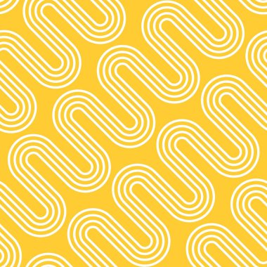 Elektrik radyant Isıtma soyut Illustration. Sarı arka planda beyaz dalgalar. Vektör Dikişsiz desen