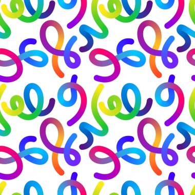 Renkli Soyut Çizgiler ile Parlak Vektör Dikişsiz Desen. Afişler, Kartlar ve Posterler için Canlı İllüstrasyon.