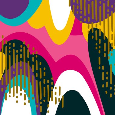 Shapes ile Yaratıcı Evrensel Sanatsal Soyut Arka Plan. Parlak Renkli Doku.