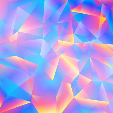 Parlak Holografik Arka Plan. Üçgenlerle Renkli Vektör Dokusu