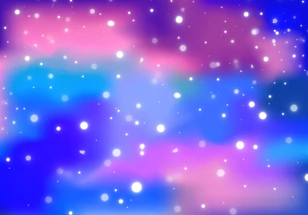 Fond abstrait avec des nuages colorés et des étoiles brillantes. Modèle de galaxie magique. Illustration cosmique vectorielle — Image vectorielle