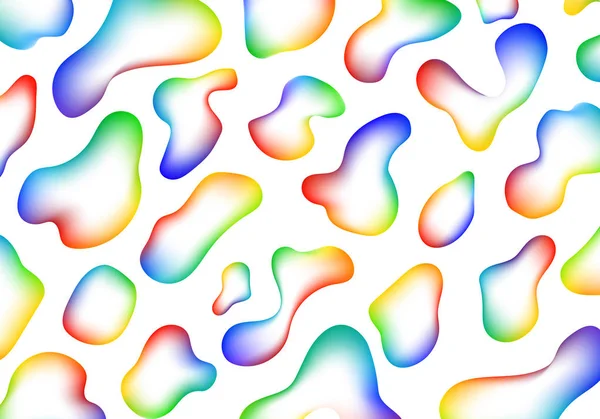 Fond blanc avec des bulles aléatoires colorées. Modèle vectoriel avec gradients de spectre . — Image vectorielle