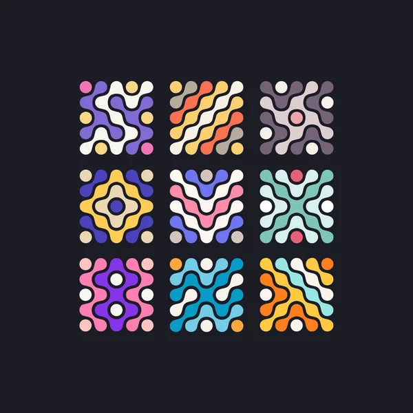 Σύνολο αφηρημένων διανυσματικών σχημάτων με δημιουργικό συνδυασμό χρωμάτων. Σύμβολα προτύπου για το λογότυπο και τα εικονίδια — Διανυσματικό Αρχείο