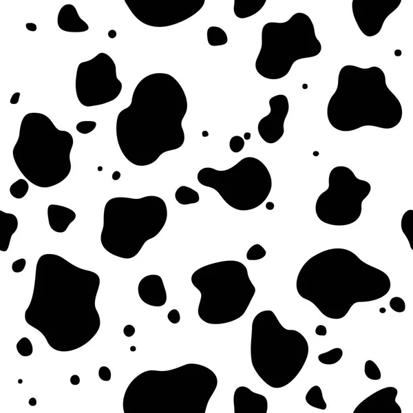 Patrón de piel de vaca sin costuras. Textura de Piel Animal en Vector. Fondo blanco y negro para imprimir — Vector de stock