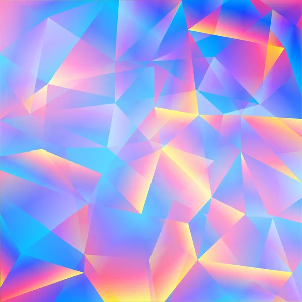 Jasne holograficzne tło. Kolorowa tekstura wektorowa z trójkątów — Wektor stockowy