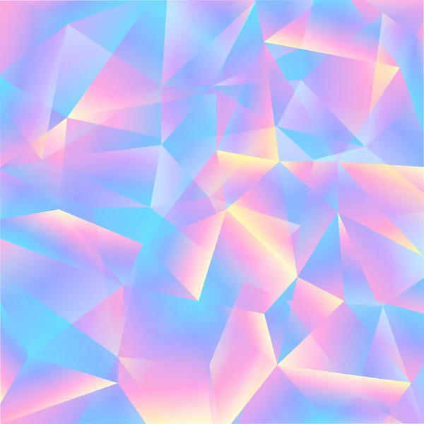 Fondo triangular vectorial abstracto con colores pastel en estilo de los años 80. Diseño bajo del holograma del poli — Vector de stock