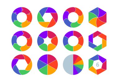 Circle Infographics Tasarım Vektör ve Pazarlama Simgeleri. 6 Seçenekli, Adım veya Süreçle İş Kavramı