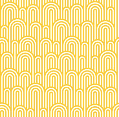 Beyaz ve Sarı Dalgalar ile Vektör Dikişsiz Desen. Dalgalar Doku ile Şeritler. Erişte ve Makarna Soyut Arka Plan