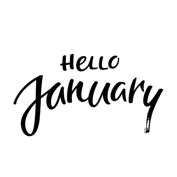 Hello January Vector Illustration. Hand Drawn Ink Lettering Isolated on White Background — Stock Vector