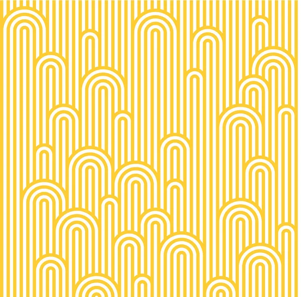 Patrón sin costura vectorial con ondas blancas y amarillas. Textura minimalista. Concepto de fondo abstracto de fideos y pastas — Vector de stock