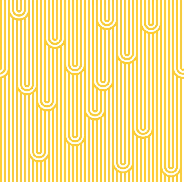 Abstract Noodles Illustration. Yellow and White Stripes Seamless Pattern. Vector Linear Ornament — Stockový vektor