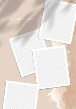 Template Poster for Social Networks Posts. Vector Collage with Photo Frames and Shadow Overlays on Old Paper Texture. clipart