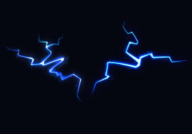 Siyah Arka Plan Üzerinde İki Şimşek Vektör İllüstrasyon. Blitz Şimşek Şimşek Işık Kıvılcımlar Fırtına Flash Thunderstorm