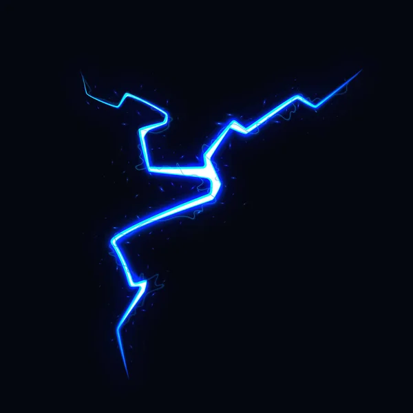 Vector illustratie van Lightning op zwarte achtergrond. Blitz bliksem onweer licht vonken Storm Flash. — Stockvector