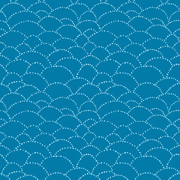 Padrão sem costura azul com ondas pontilhadas. Ilustração vetorial abstrata da água do mar — Vetor de Stock