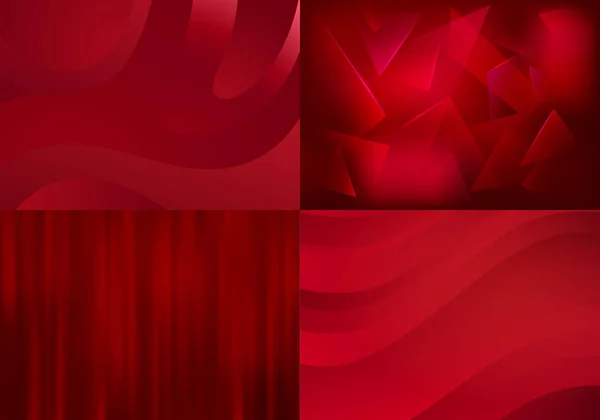 Zestaw czerwonych tła. Wektor Streszczenie Minimalistyczne Wzory. Nowoczesne tapety geometryczne z Ryby i Red Gradient — Wektor stockowy