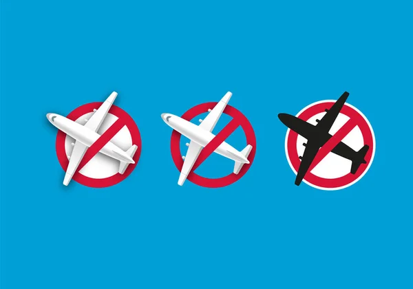 Prohibir que los aviones de señalización no vuelen. Símbolo vectorial de cancelación de vuelo. Ilustración de la prohibición de salida — Archivo Imágenes Vectoriales