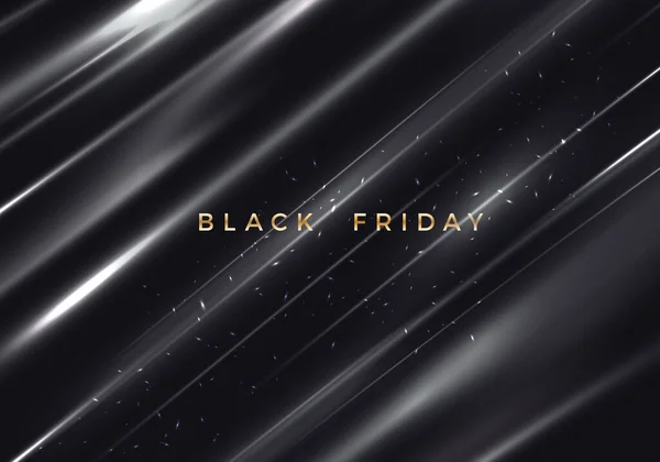 Black Friday Sale Banner Design. Luxury Black Striped Background. Dark Vector Advertising Illustration. — Stock Vector