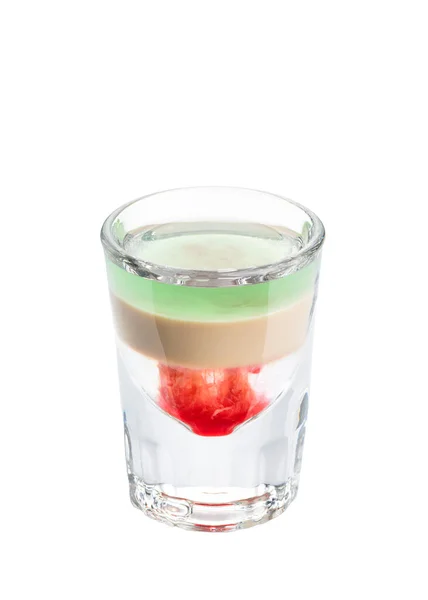 Alkohol Shots Cocktail Einem Glas Isoliert Auf Weißem Hintergrund Schicht — Stockfoto