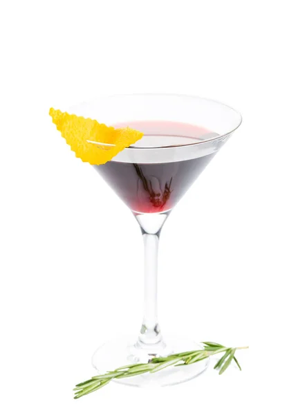 Cóctel Clásico Alcohólico Agrio Vino Tinto Una Copa Martini Aislada — Foto de Stock