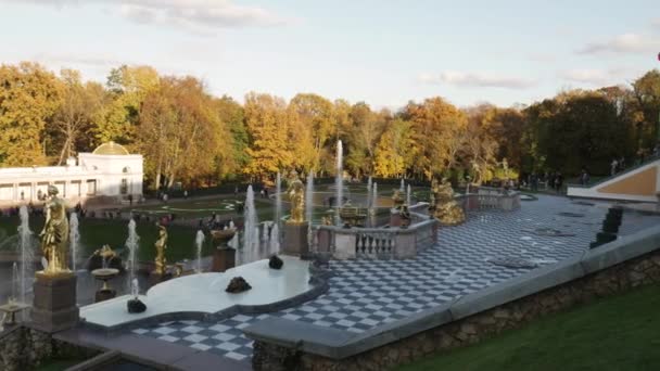 Grand Cascade Samson Fountain Petergof Палац Петергоф Осінній Порі — стокове відео