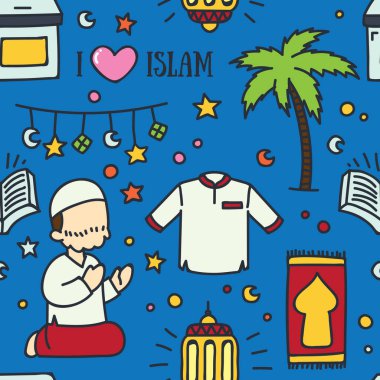İslam doodle seamless modeli serisi.
