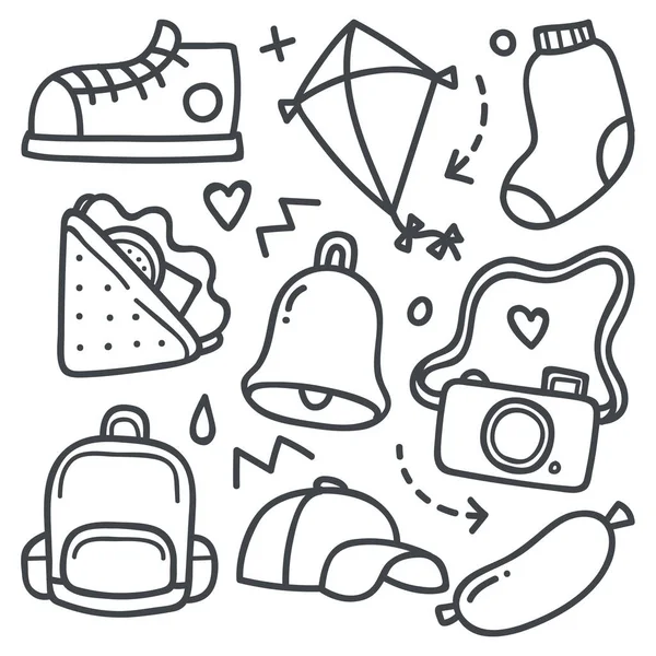 Okula geri nesne doodle