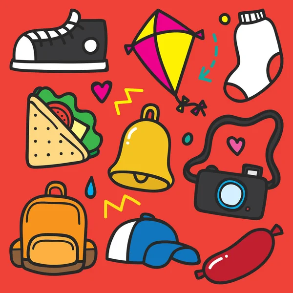 Okula geri nesne doodle