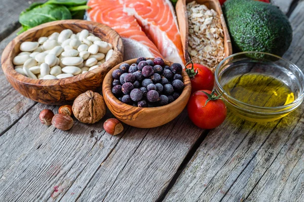 Selezione di cibo che fa bene al cuore — Foto Stock