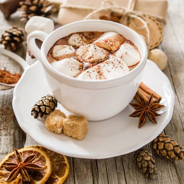 Heiße Schokolade mit Marshmallows — Stockfoto