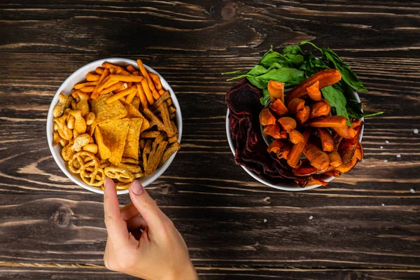 Friska potatischips alternativ - vegetabiliska marker — Stockfoto