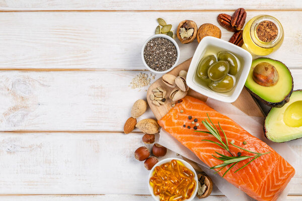 Selection of healthy unsaturated fats, omega 3