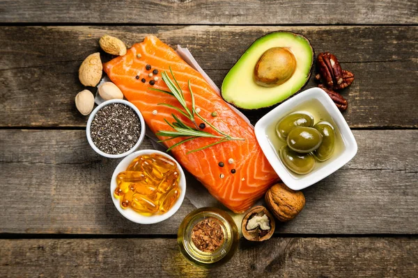 Urval av nyttiga omättade fetter, omega 3 — Stockfoto
