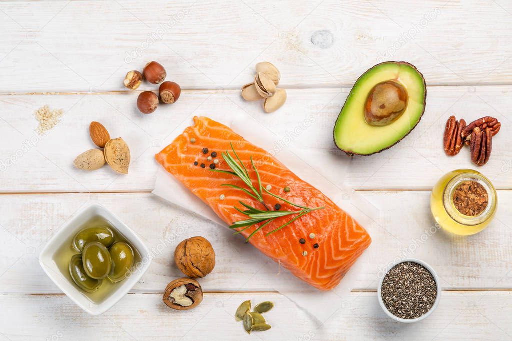 Selection of healthy unsaturated fats, omega 3