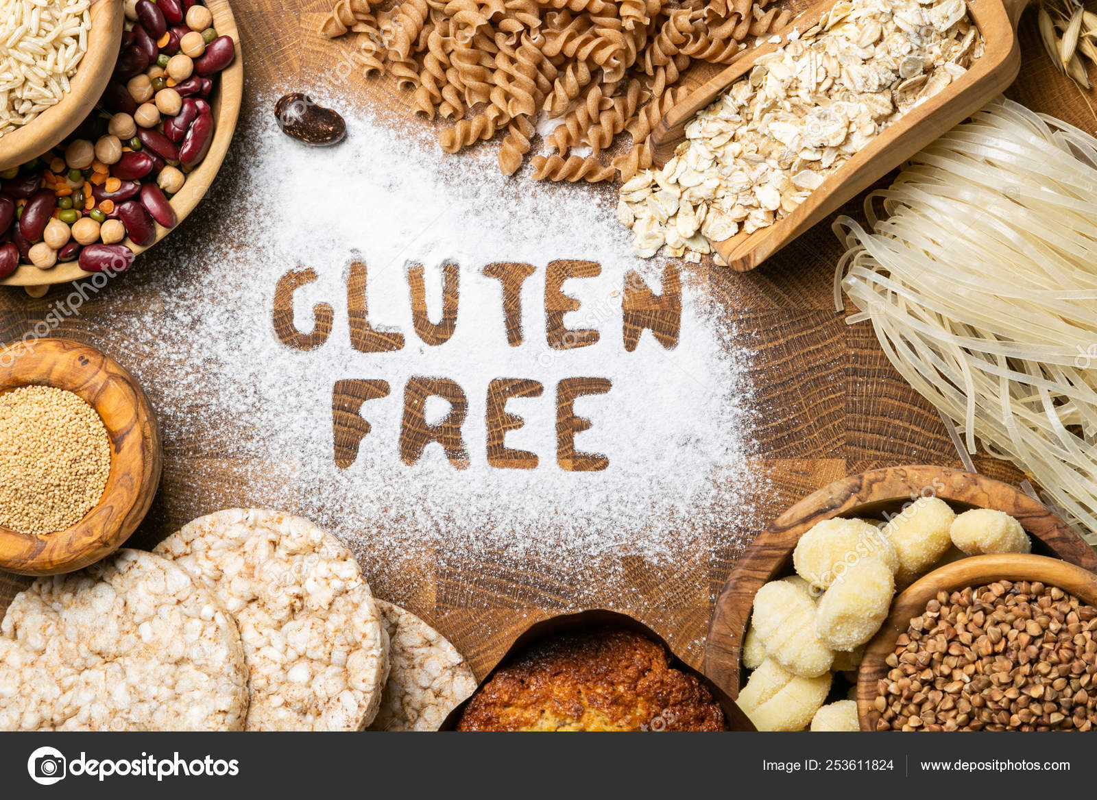 Gluten free diet concept selection of grains and carbohydrates for